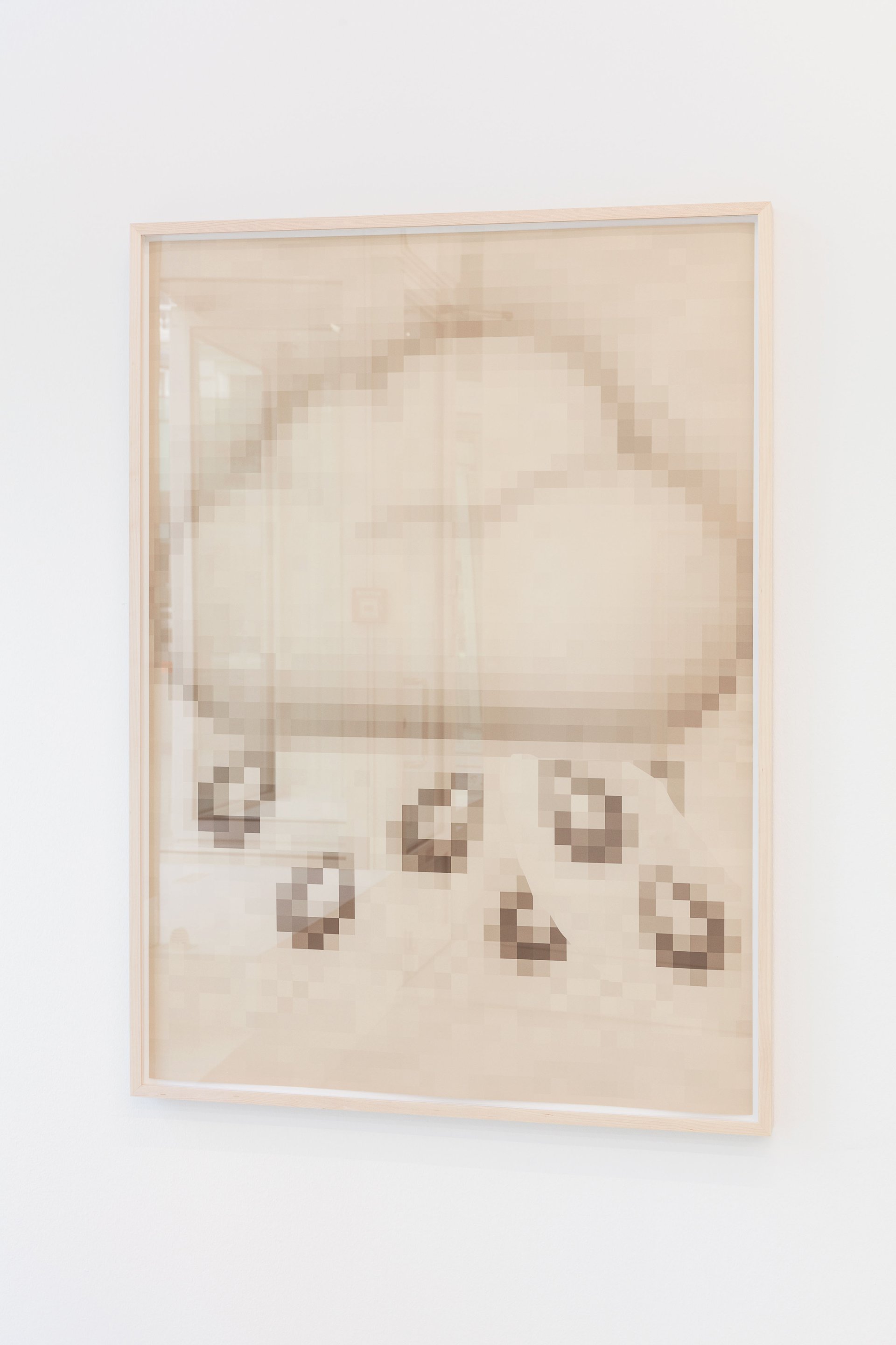 Lisa HolzerRain (beige/brown), 2021Pigment print on cotton paper, black marker on wood110.3 x 80.2 cm,