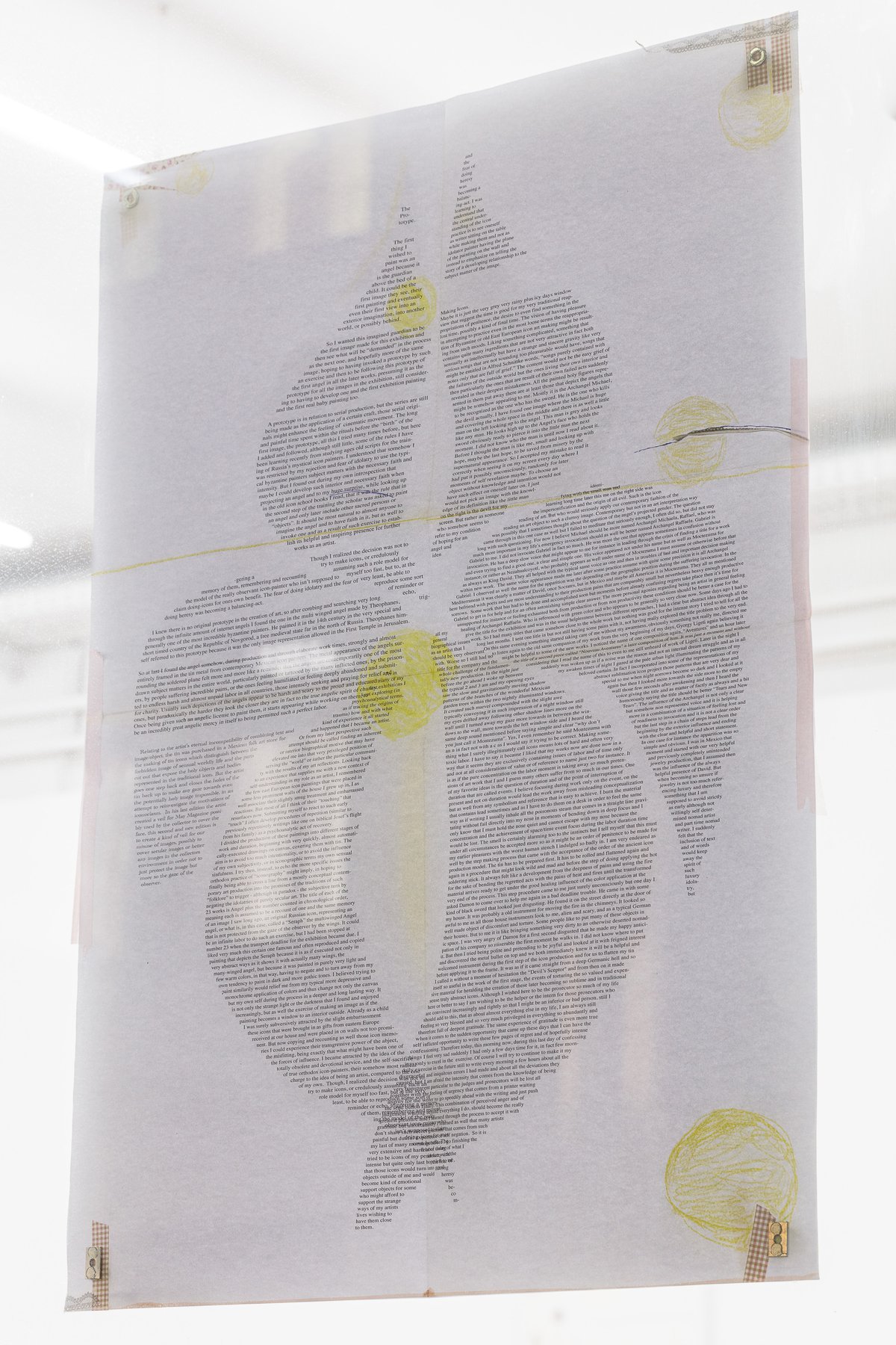 Josef StrauLightlines auf Posterrückseite 4, 2023Poster, stone magnets, colour-tape84 x 59,5 x 2 cm
