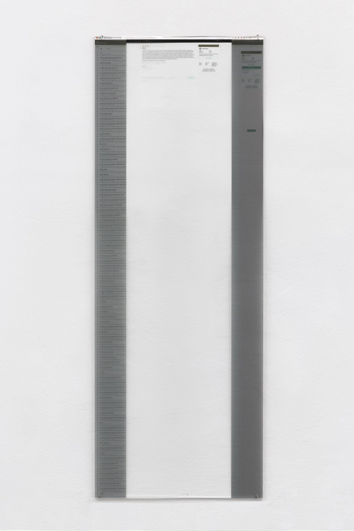 Julien BismuthIdiot confession, 2019Inkjet print on plexiglass160 x 58.4 cm