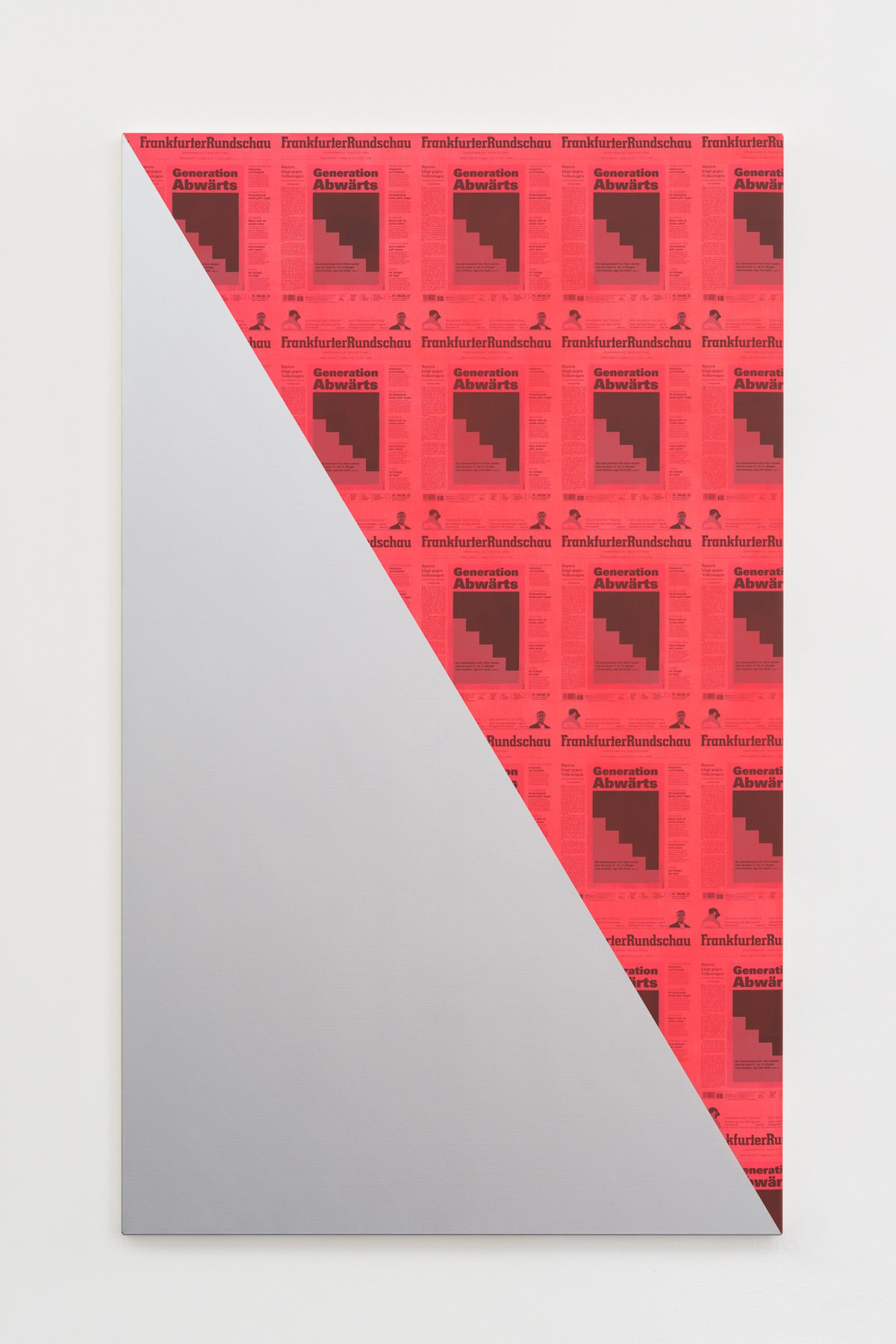 Nick OberthalerO.T. (Frankfurter Rundschau 3.8.16/Generation Abwärts), 2016-19UV print and acrylic on blended fabric200 x 120 cm