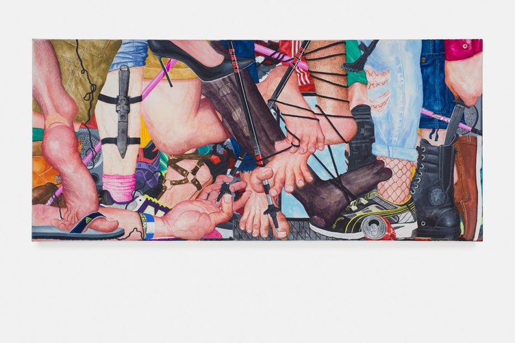 Matthias Nogglertasting and spitting, 2017Gouache on canvas40 x 89 cm