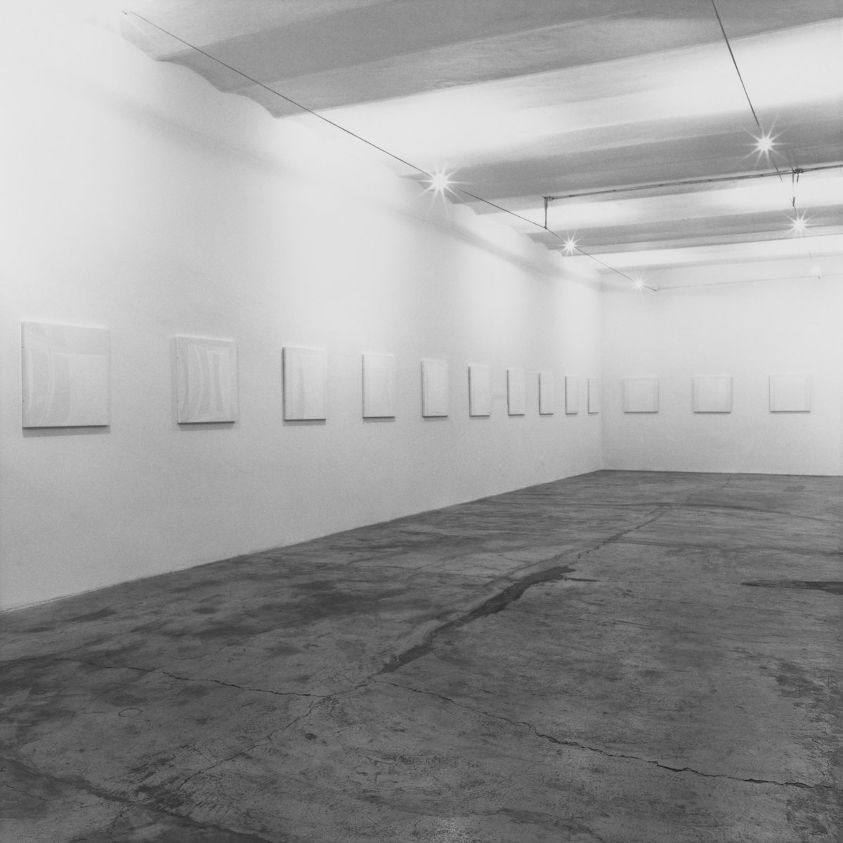 Gaylen Gerber, 1990Installation view, each: Gaylen Gerber, Untitled, n.d., graphite on paper, archival board, Plexiglas frame, 69 x 69 cm (27 ⅛ x 27 ⅛ in.)Le Case D&#x27;Arte, Milan