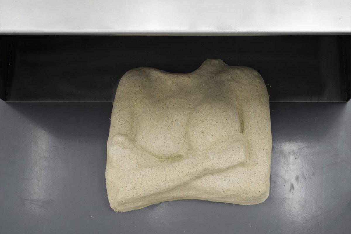 Lena HenkeMein warmer Ofen, 2016Metal, sand, silicone, fiberglass, epoxy resin, rubber44.5 x 44 x 90 cm