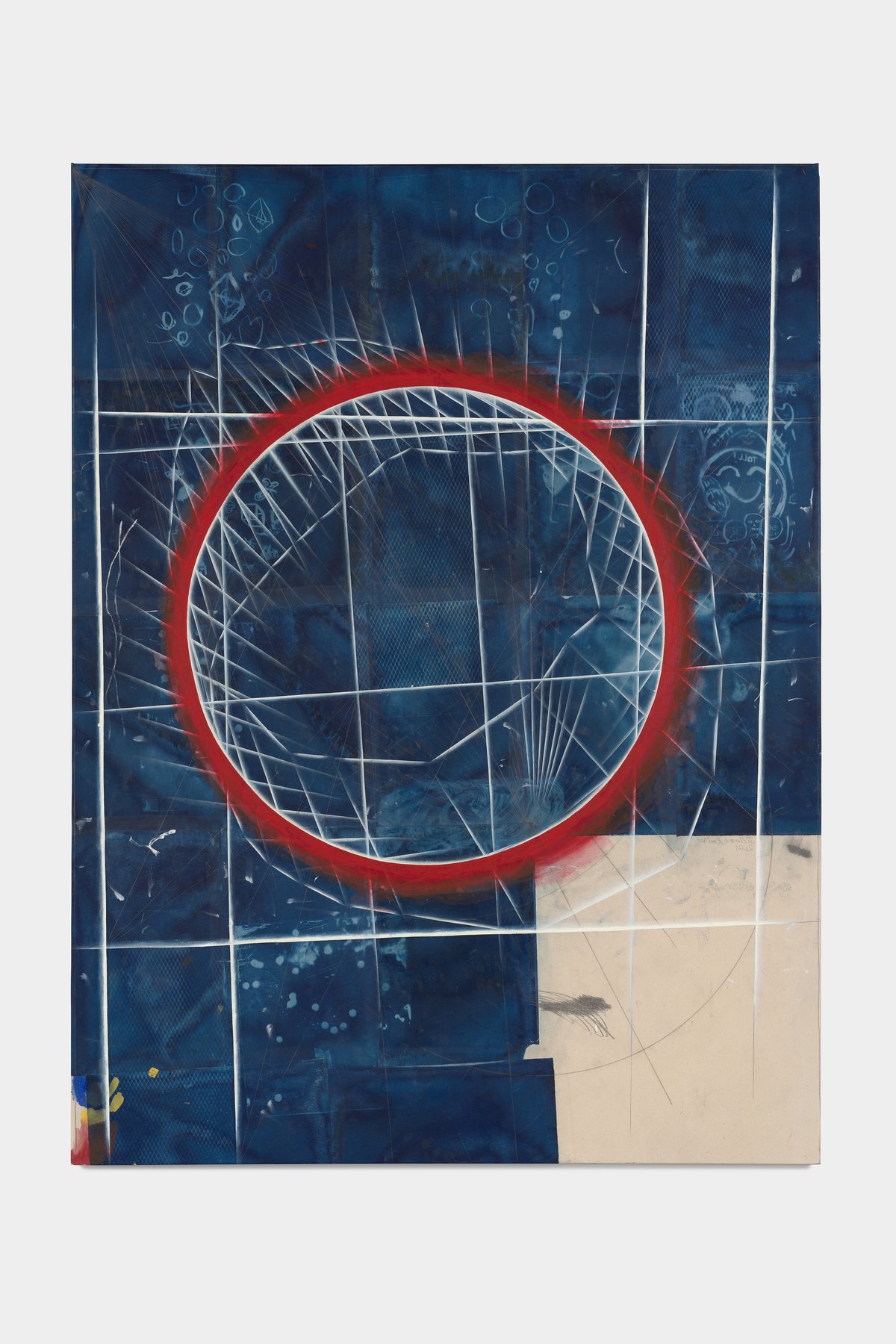 Tillman KaiserToll, 2021Oil/egg tempera on cyanotype on paper &amp; canvas200 x 150 cm