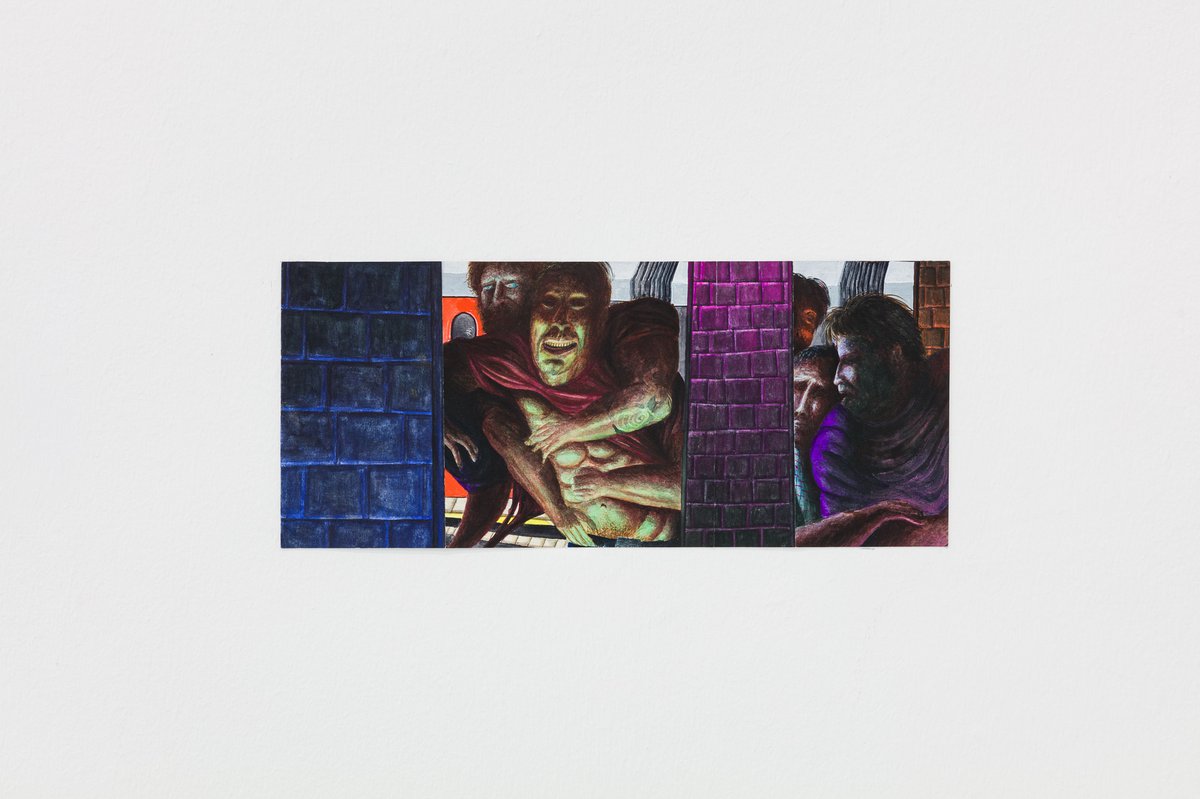 Matthias NogglerSubway Scene, 2020Gouache and pencil on paper15,2 × 35,5 cm