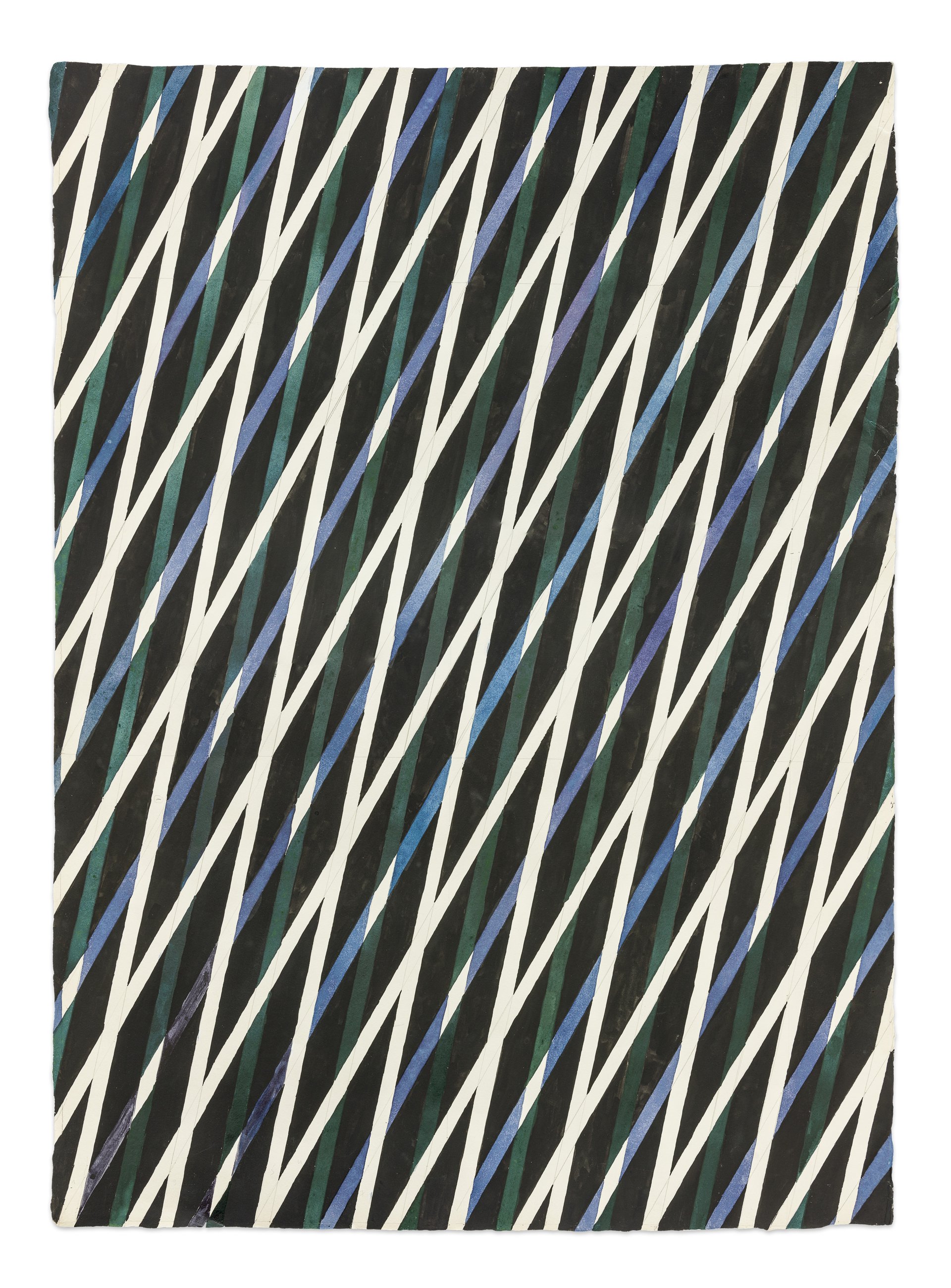 Anna AndreevaRadio Waves (Black/Green/Blue), 1974Ink, tempera, mixed media on paper, collage88.5 x 48 cm
