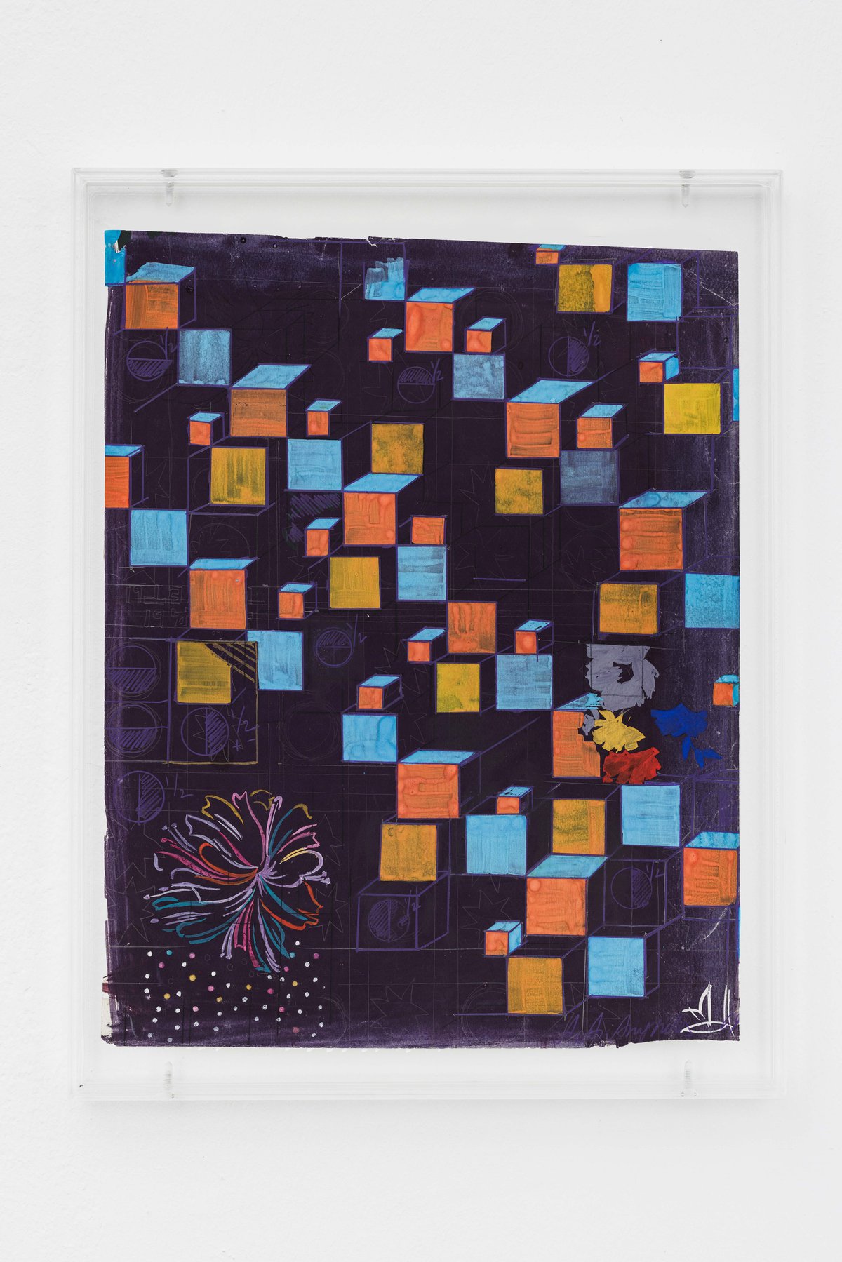 Anna AndreevaLittle Cubes (Stars &amp; Planets), 1969Ink, gouache and pencil on paper53 x 42 cm56 x 45 cm (framed)