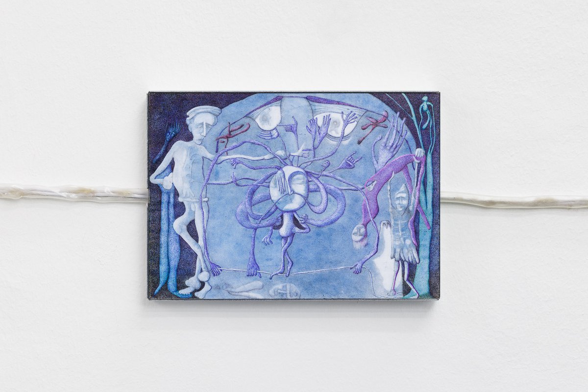 Niklas LichtiStolperfalle Mensch, 2022Pencil, Ballpoint Pen and Pigments on Paper, Artist Frame21,4 x 30 cm (framed)