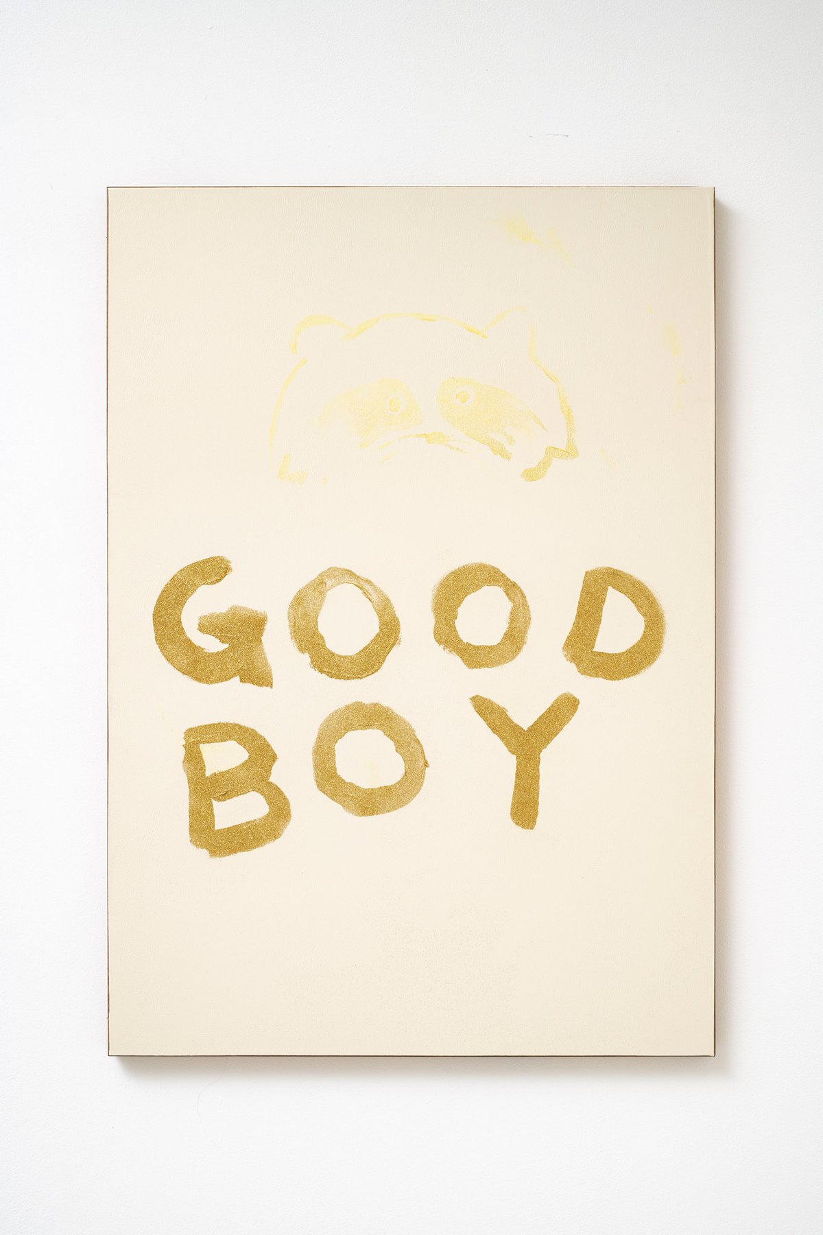 Philipp TimischlGOOD BOY (Beige, Royal, Gold), 2019Pleather on wooden board, oil, glitter100 x 70 x 4 cm