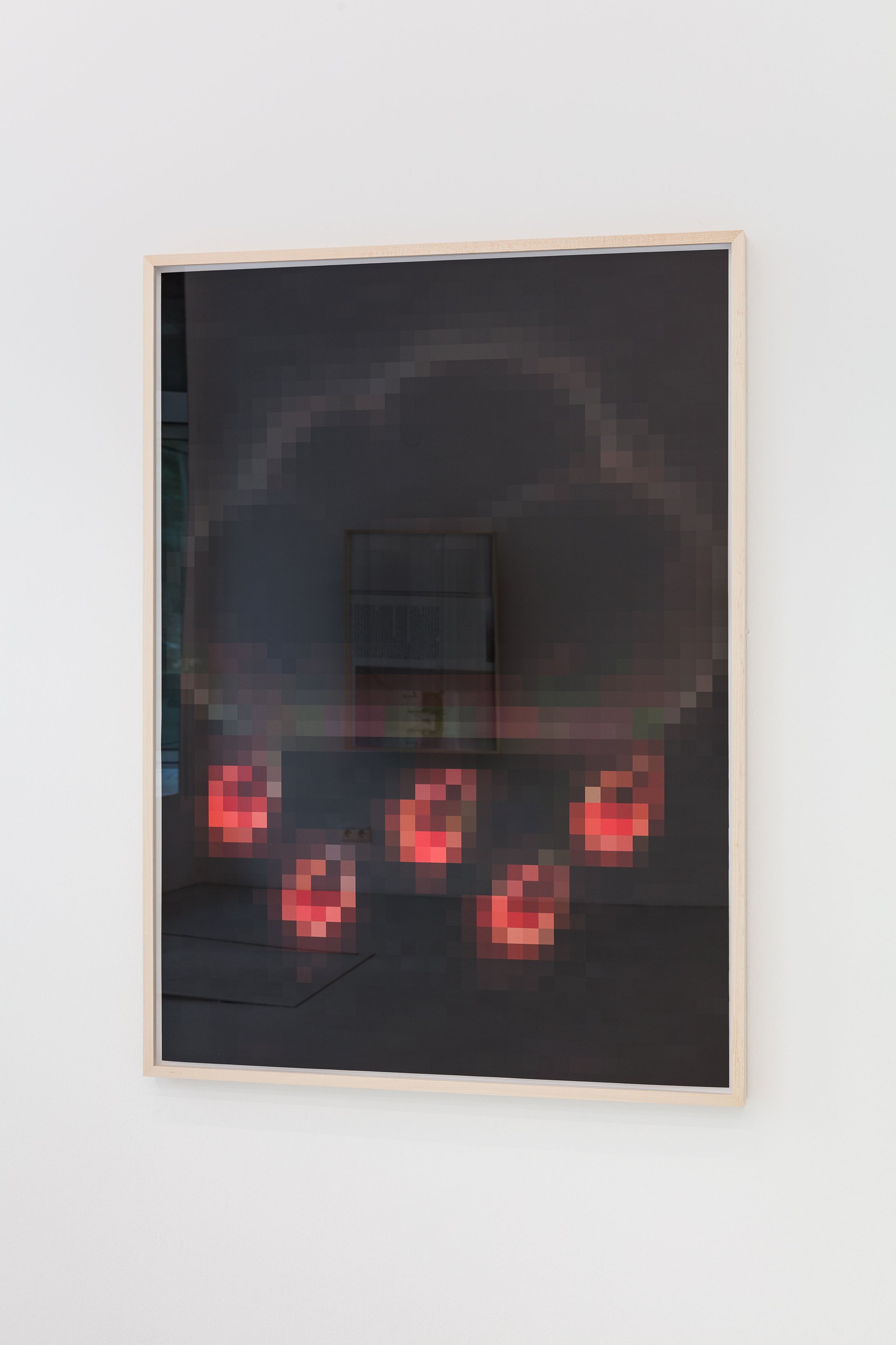 Lisa HolzerRain (black/red), 2021Pigment print on cotton paper, black marker on wood110.3 × 80.2 cm