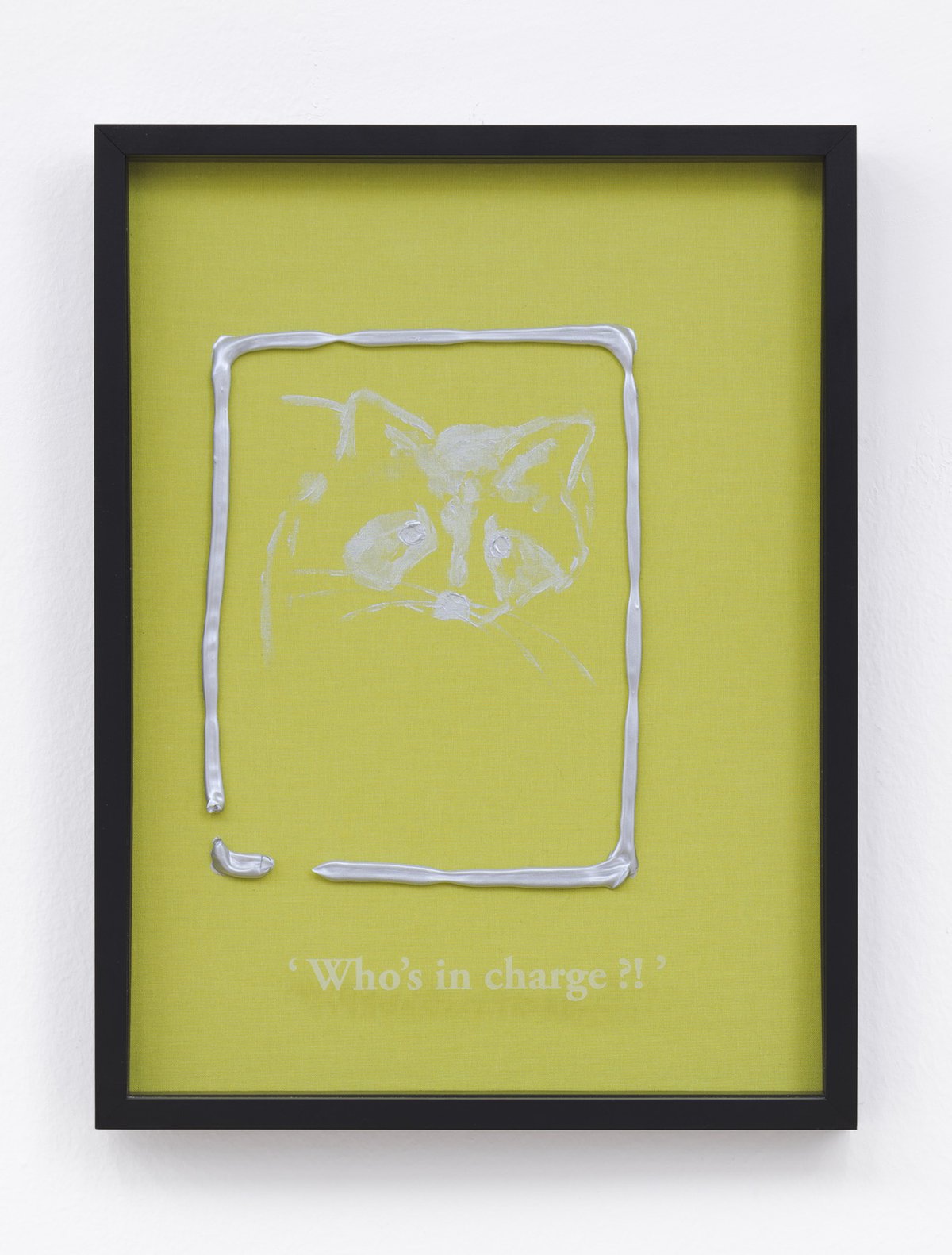 Philipp Timischl&quot;Who&#x27;s in charge?!&quot; (Lemon/Silver), 2017Acrylic on linen and glass-engraved object frame40.1 x 32.1 cm