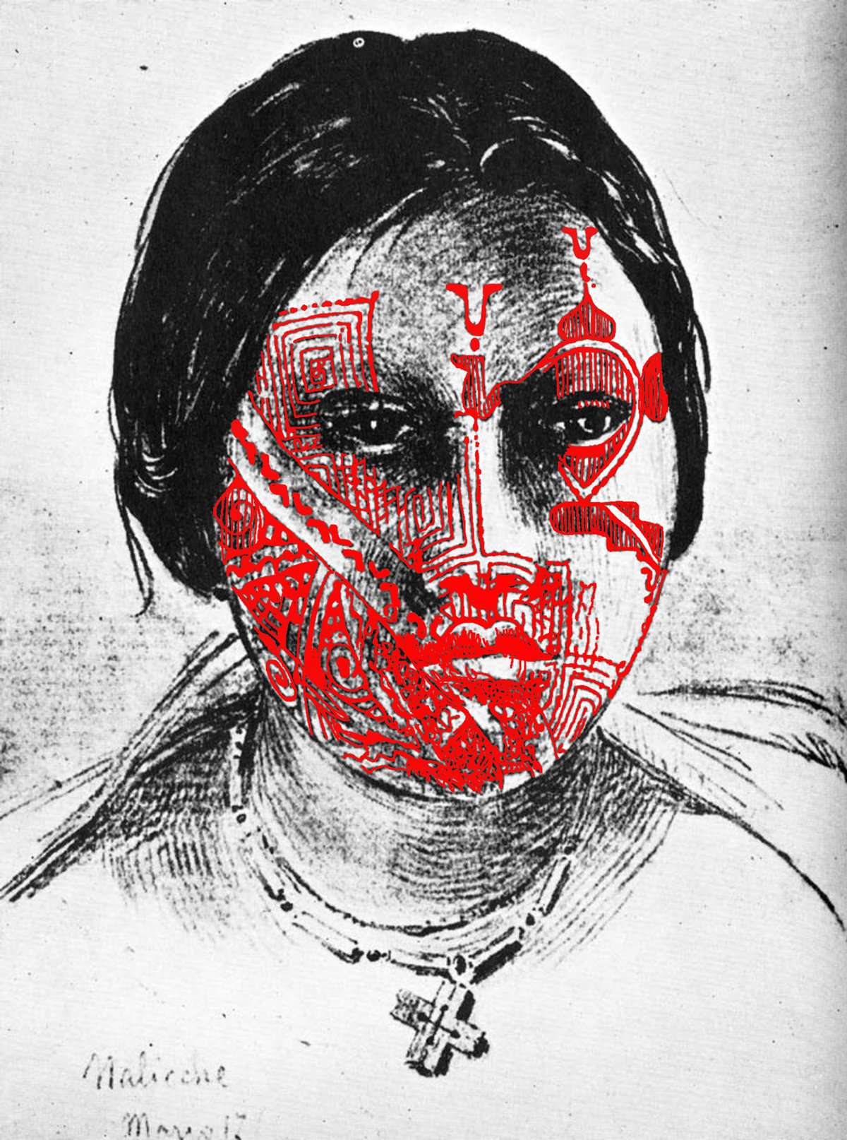 Julien BismuthMujer de 18 á 20 años, esclava entre los Indios Caduveo (Coleccion Boggiani No. 80), 2016Serigraphy screen and print on wallpaper