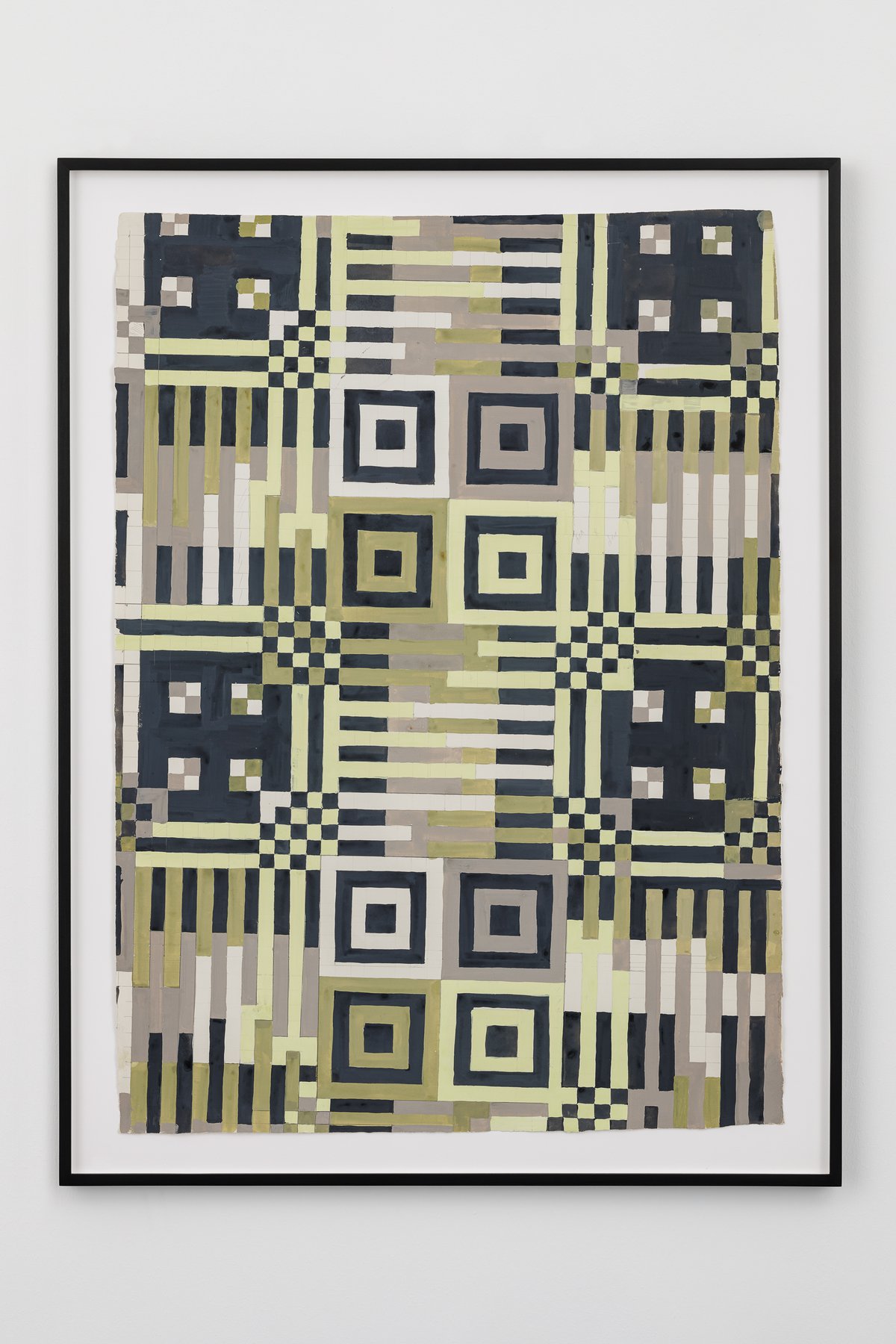 Anna AndreevaGeometric Pattern “Formulas” (Q-R Code), 1978Ink and gouache on perforated paper62 x 86 cm