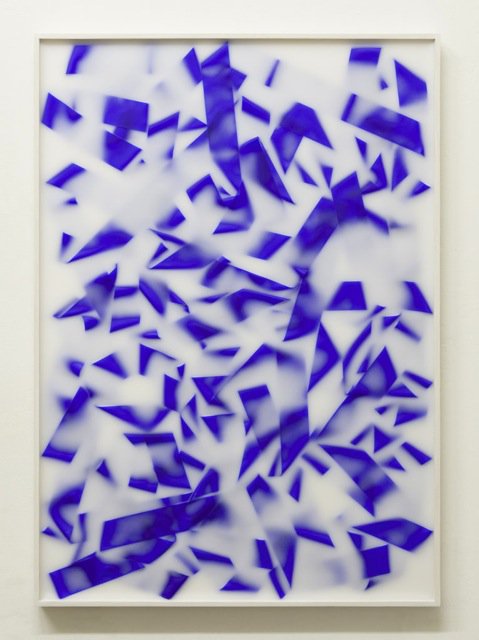 Andy Bootuntitled (blue), 2012Rhythmic gymnastic ribbon, wax, frame100 x 70 cm