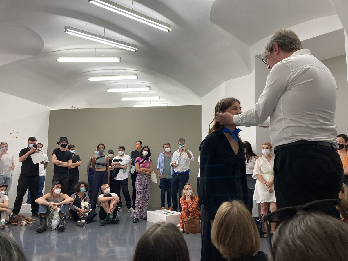 Anna-Sophie BergerTell me what to do, 2021Performance with Audrius Pocius at the Opening of A Sculpture in Search of an AuthorLayr Seilerstaette, Vienna