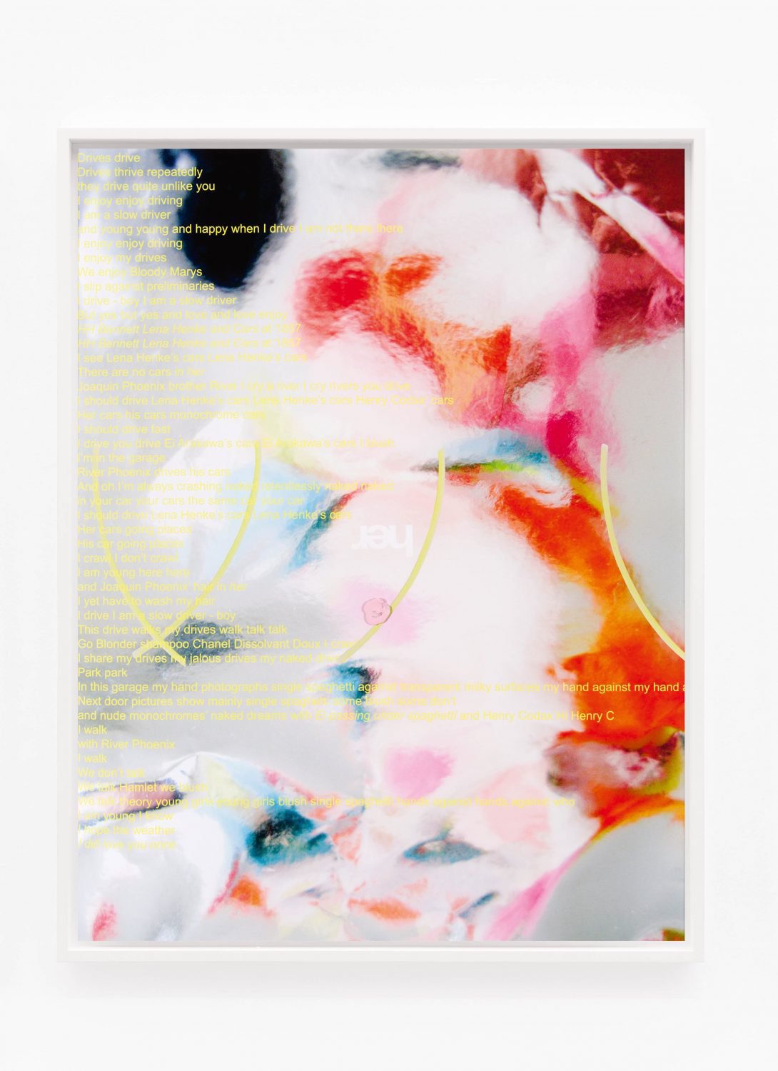 Lisa HolzerThe Garage Picture, 2014Pigmentprint on cotton paper, Finger paint Tactil color92 x 72 cm