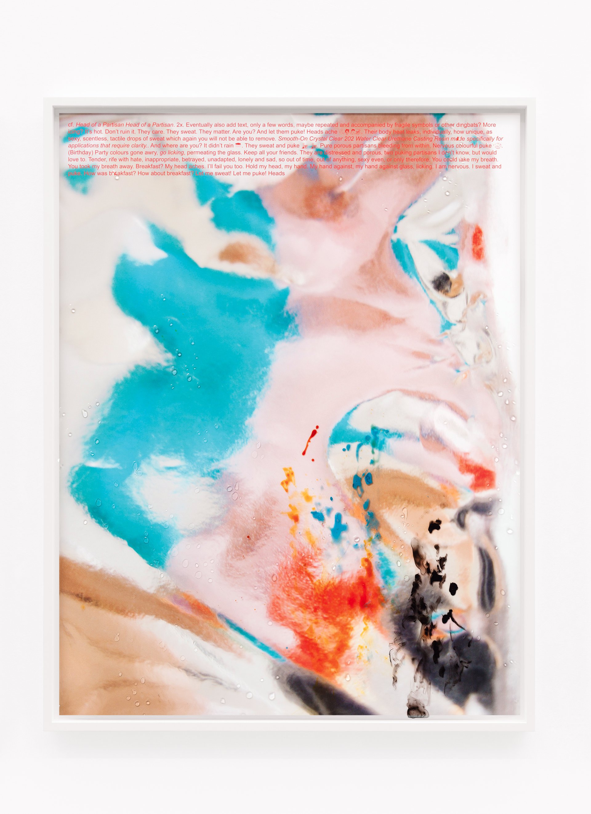 Lisa HolzerHead of a Partisan, 2015Crystal Clear 202/1 polyurethane and acrylic paint on glass, pigment prints on cotton paper92 x 72 cm