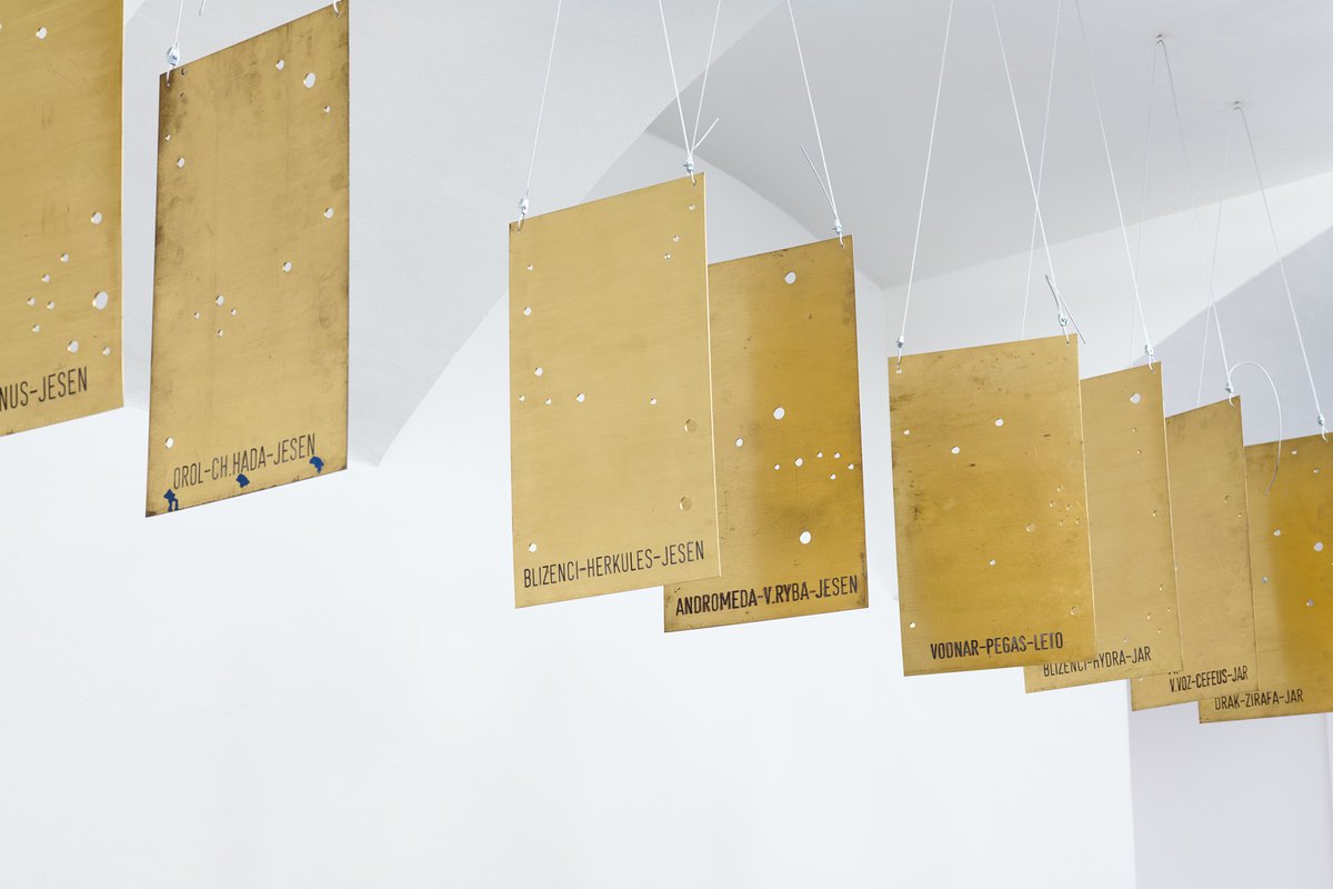 Stano FilkoConstellations, 1960’sSynthetic paint, engraving, perforation on copper plates, 10 piecesEach 50.5 x 3 cm