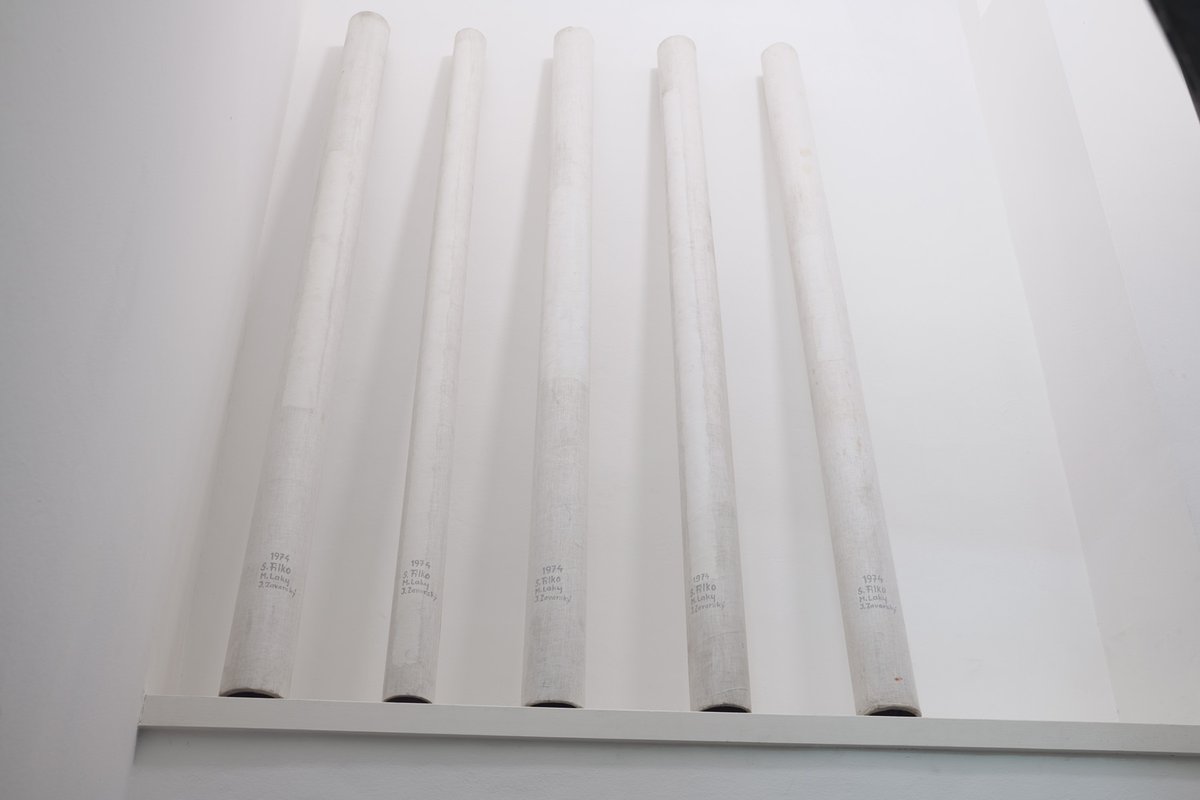 Milos Laky, Jan Zavarsky, Stano FilkoWhite space in white space, 1974Paint on canvas, mounted on cardboardDimensions variable