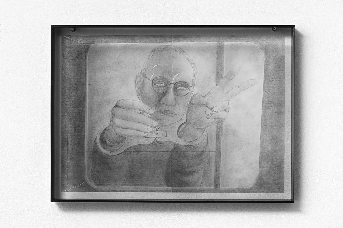 Niklas LichtiDanger, 2018Print on glass, resin, burnished metal frame54 x 39.5 cm