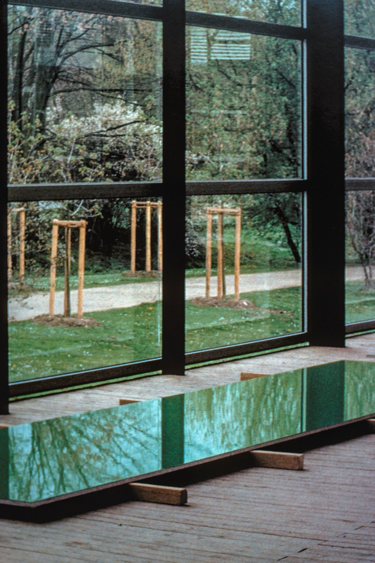 Documennta IX, 1992Installation view: Adrian Schiess, Malerei, 1992, lacquer and aluminium, dimensions vary with installationAue Pavilions in Karlsaue, Kassel