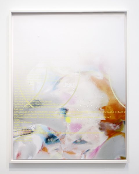 Lisa HolzerThe Garage Picture, 2014Crystal clear 202/1 polyurethane on glass, champagne and pigment print on cotton paper92 x 72 cmEdition of 1 plus 1 artist’s proof